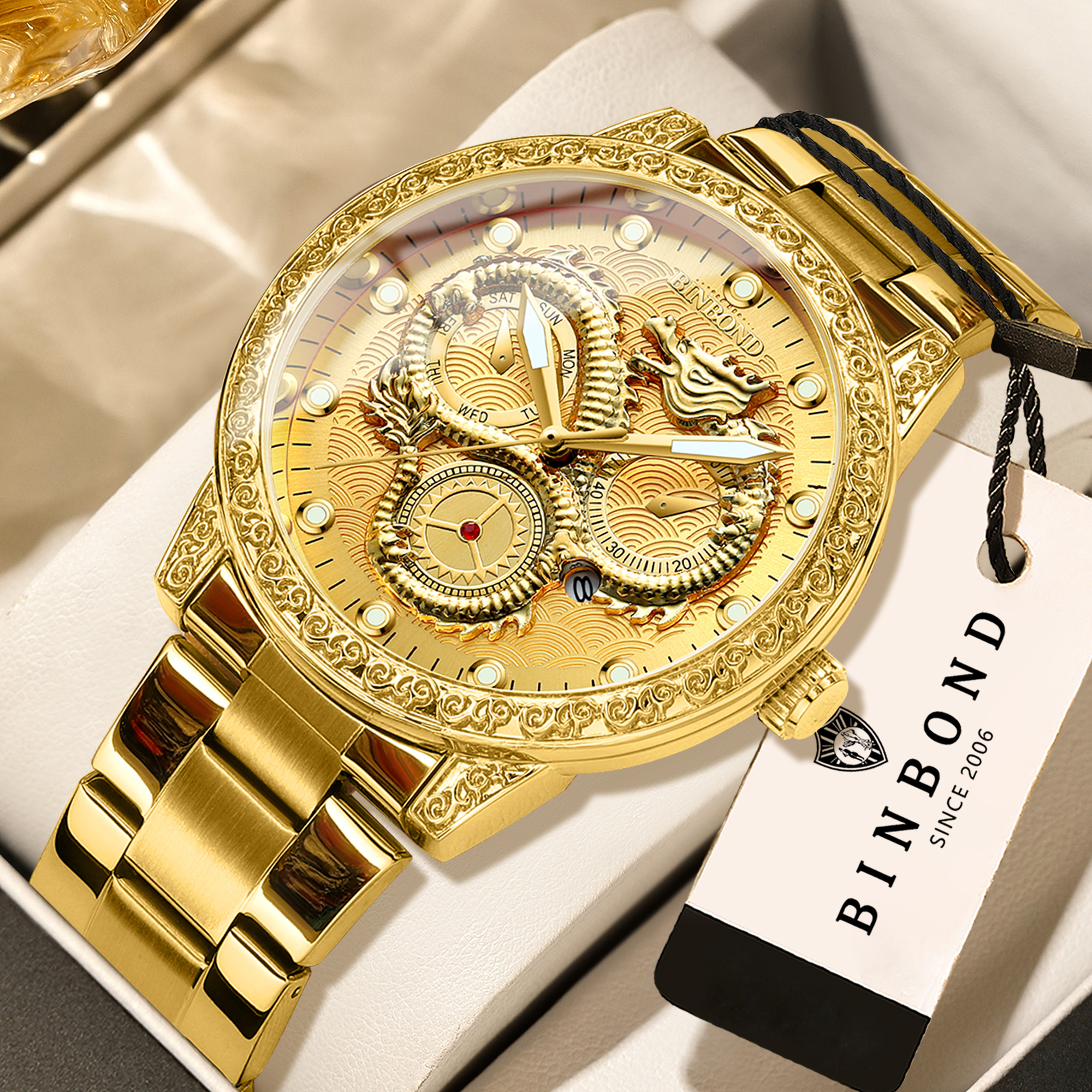 Smartwatch Luxury Watches For Men - BINBOND Dragon vintage luxury quartz watches