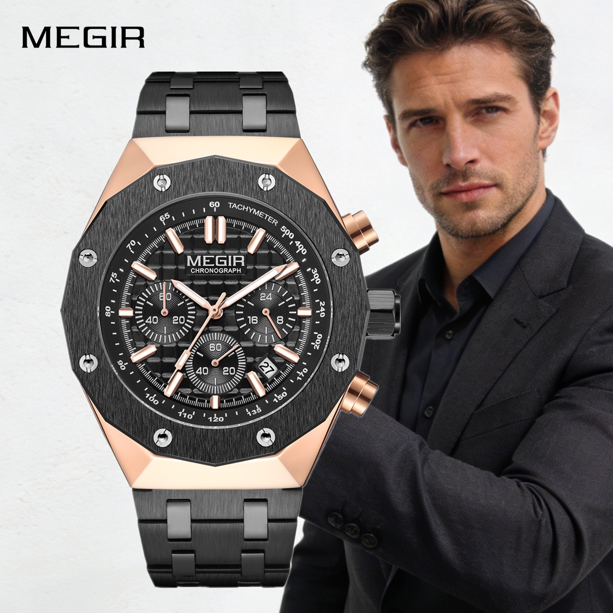 Smartwatch Luxury Watches For Men - MEGIR Chronograph Luxury Men Sports Quartz