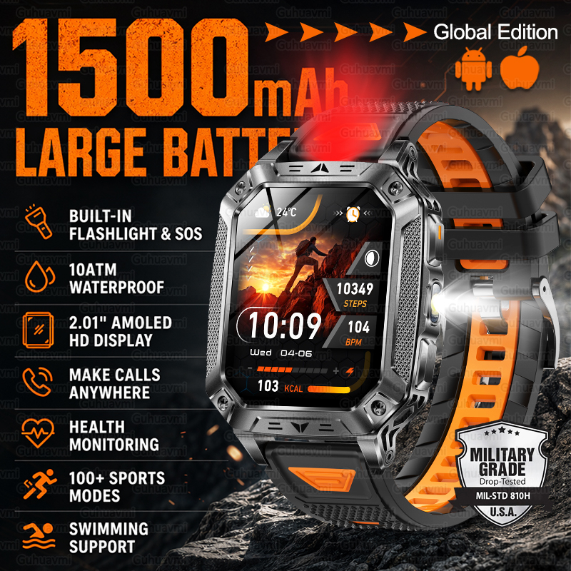 New 1500mAh Military Outdoor S - огляд і ціна Smartwatch Military Watches For Men