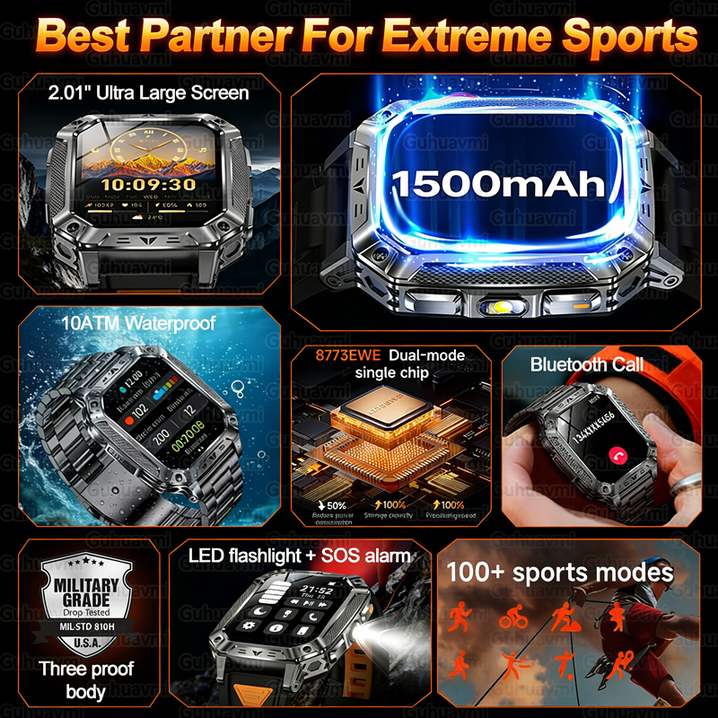 New 1500mAh Military Outdoor S - огляд і ціна Smartwatch Military Watches For Men
