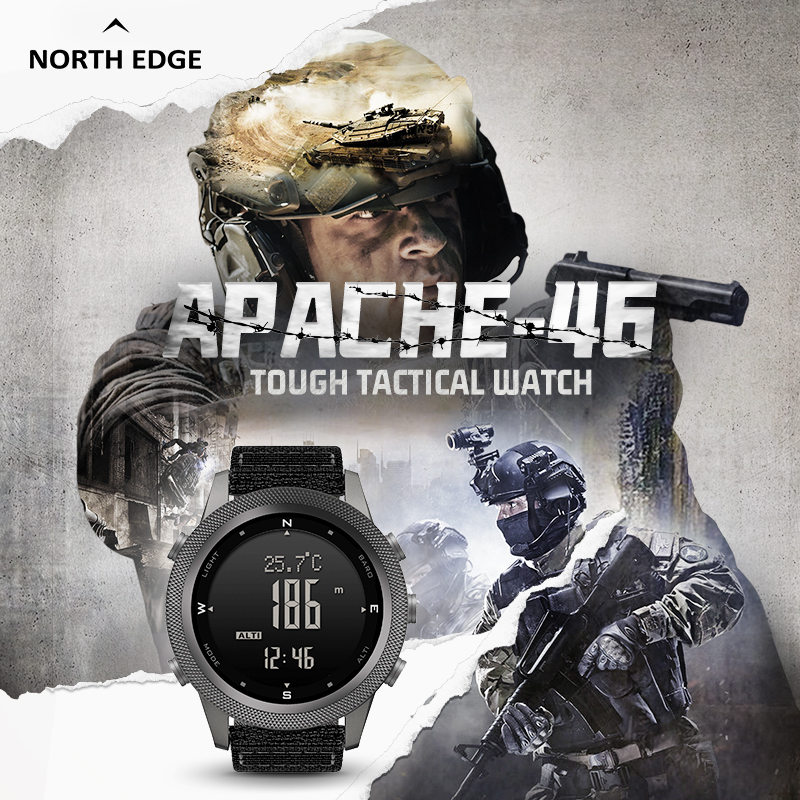 NORTH EDGE Apache46 Smart Digi - огляд і ціна Smartwatch Military Watches For Men