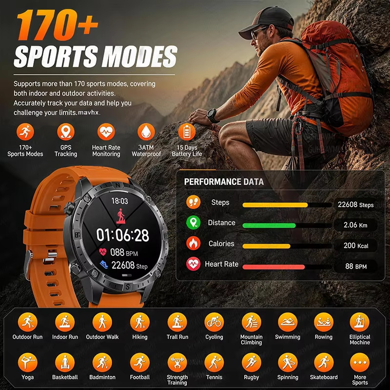 2026New Outdoor Military GPS N - огляд і ціна Smartwatch Military Watches For Men