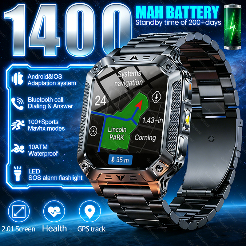 2026 Military 1400mAh Battery  - огляд і ціна Smartwatch Military Watches For Men