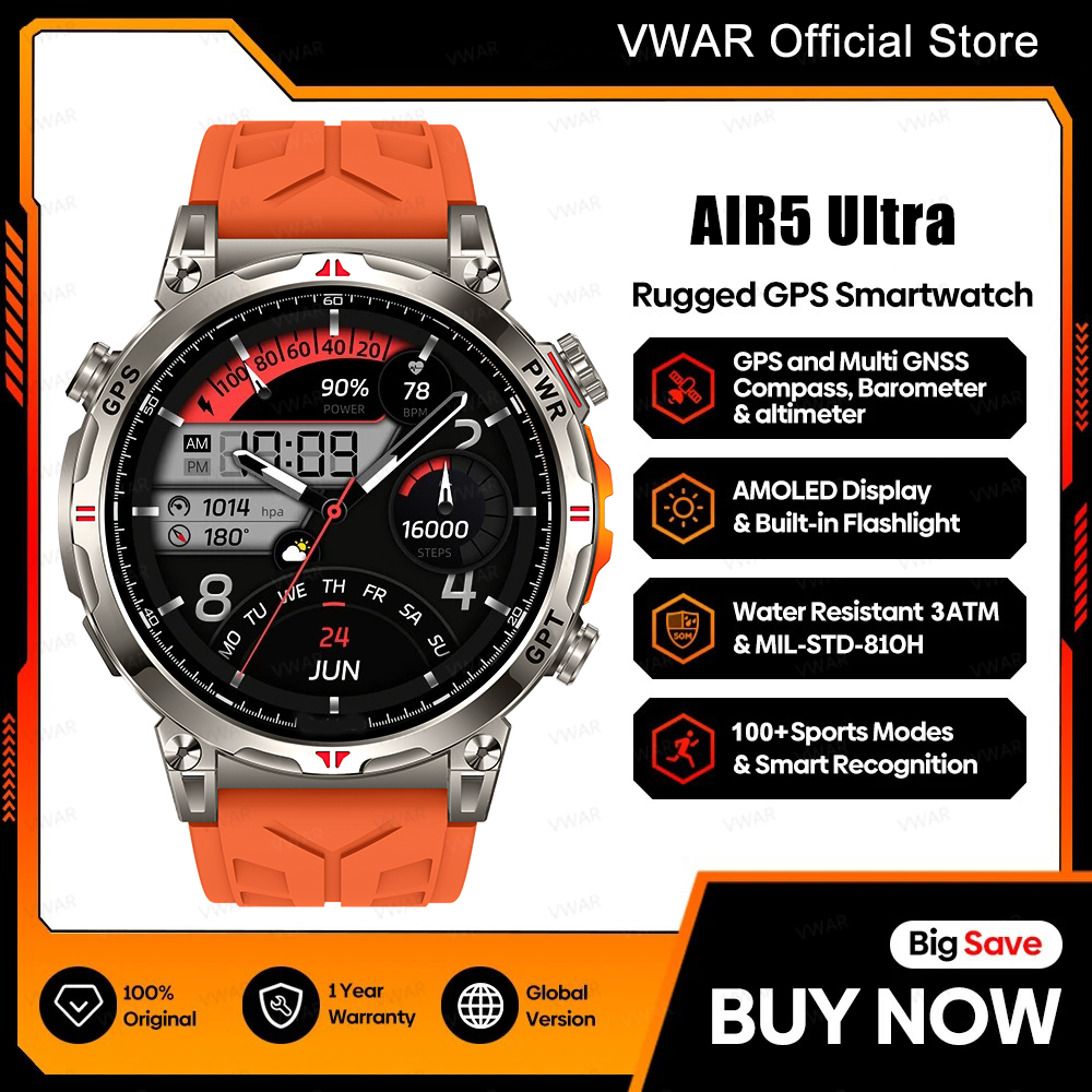 2025 New VWAR Air5 Ultra GPS S - огляд і ціна Watch Vs Amazfit