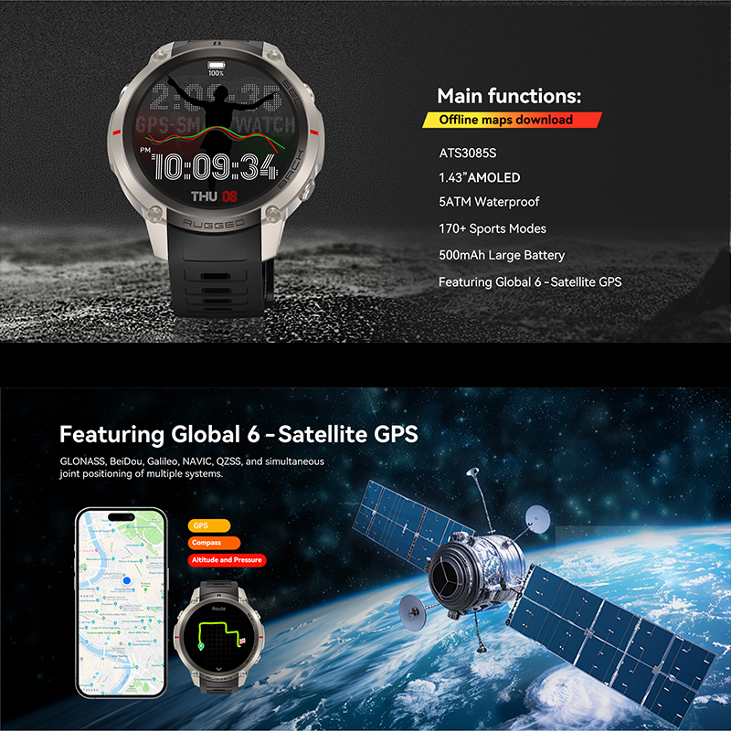 Global Six Satellite GPS Posit - огляд і ціна Smartwatch Military Watches For Men