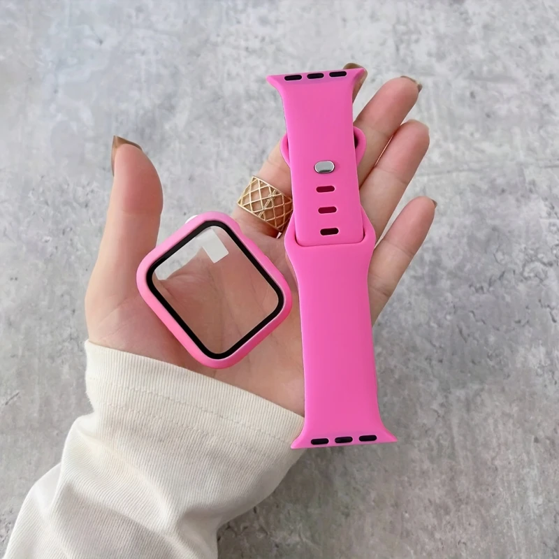 Glass+Case+band For Apple Watc - огляд і ціна Silicone Sport Band