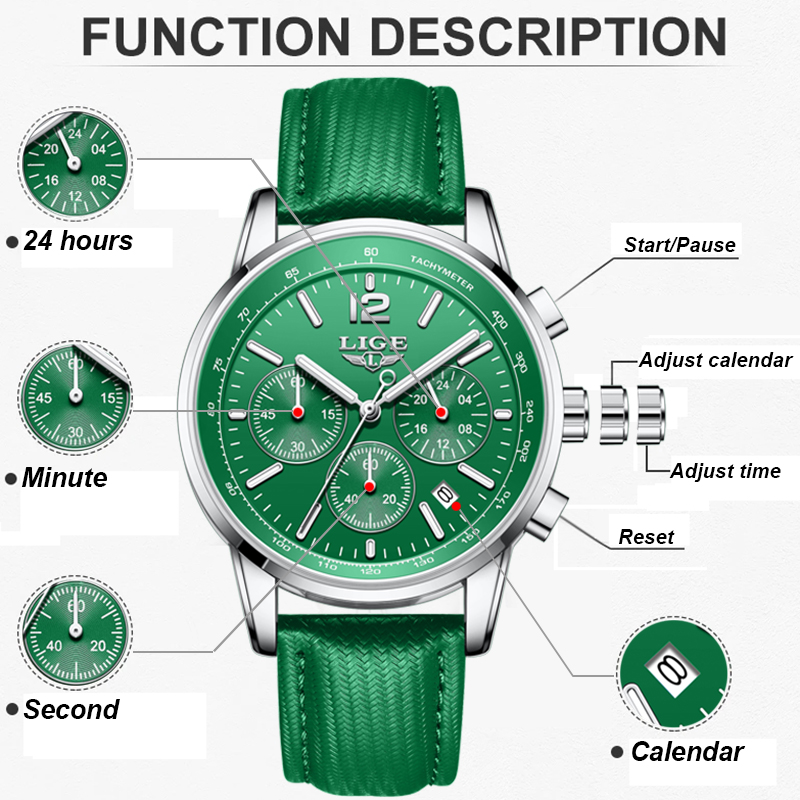 LIGE Casual Leather Watch For  - огляд і ціна Smartwatch Military Watches For Men