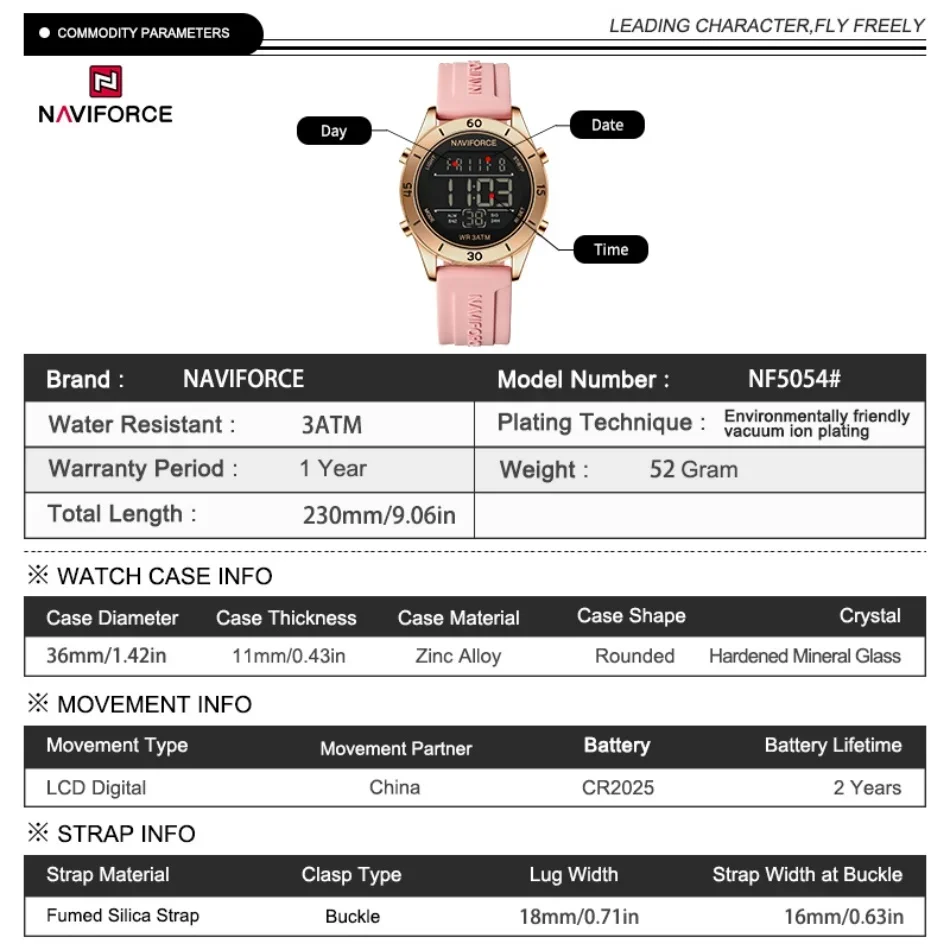 NAVIFORCE Watch For Women Fash - огляд і ціна Silicone Sport Band